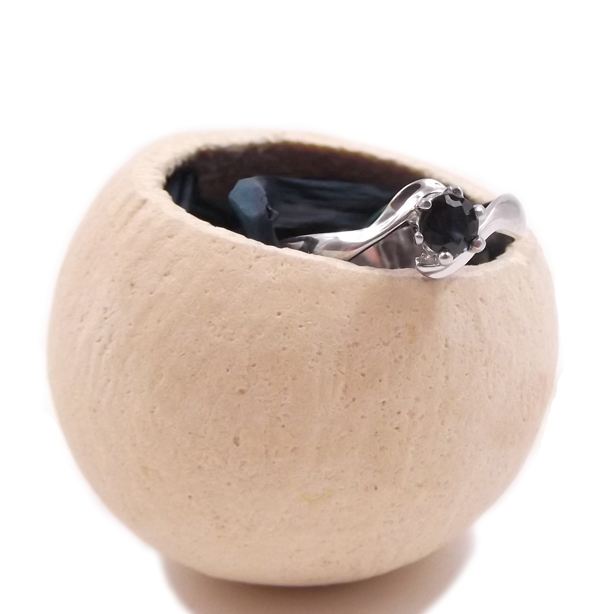 Anello solitario da donna in argento 925 con Zaffiro Naturale rodiato oro bianco